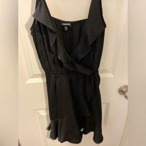 Express Black Dress XS Ruffle Detail Elastic Waist